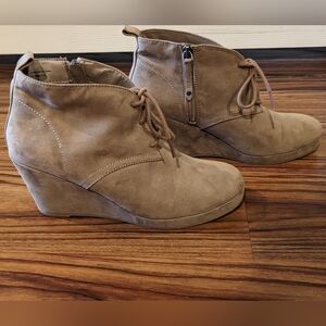 Tan Wedge Ankle Booties - Size 9.5
